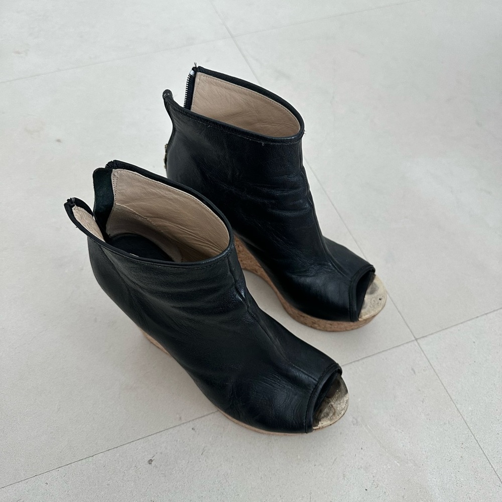 Jimmy Choo Black Leather Platform Heels